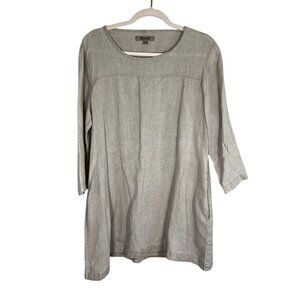 Flax Linen Tunic Brown S Boho Indie Folk Lagenlook Minimalist Preppy Neutral Art